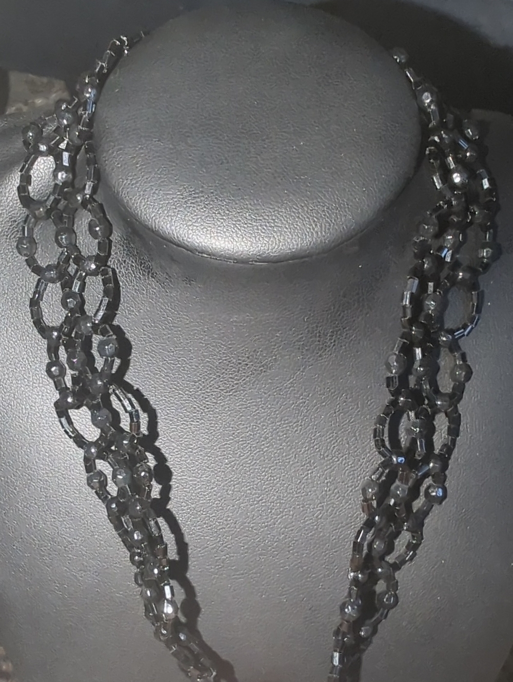 Black Beaded Multi-Strand Necklace - Unbranded